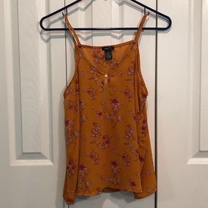 Mustard floral rue 21 spaghetti strap shirt